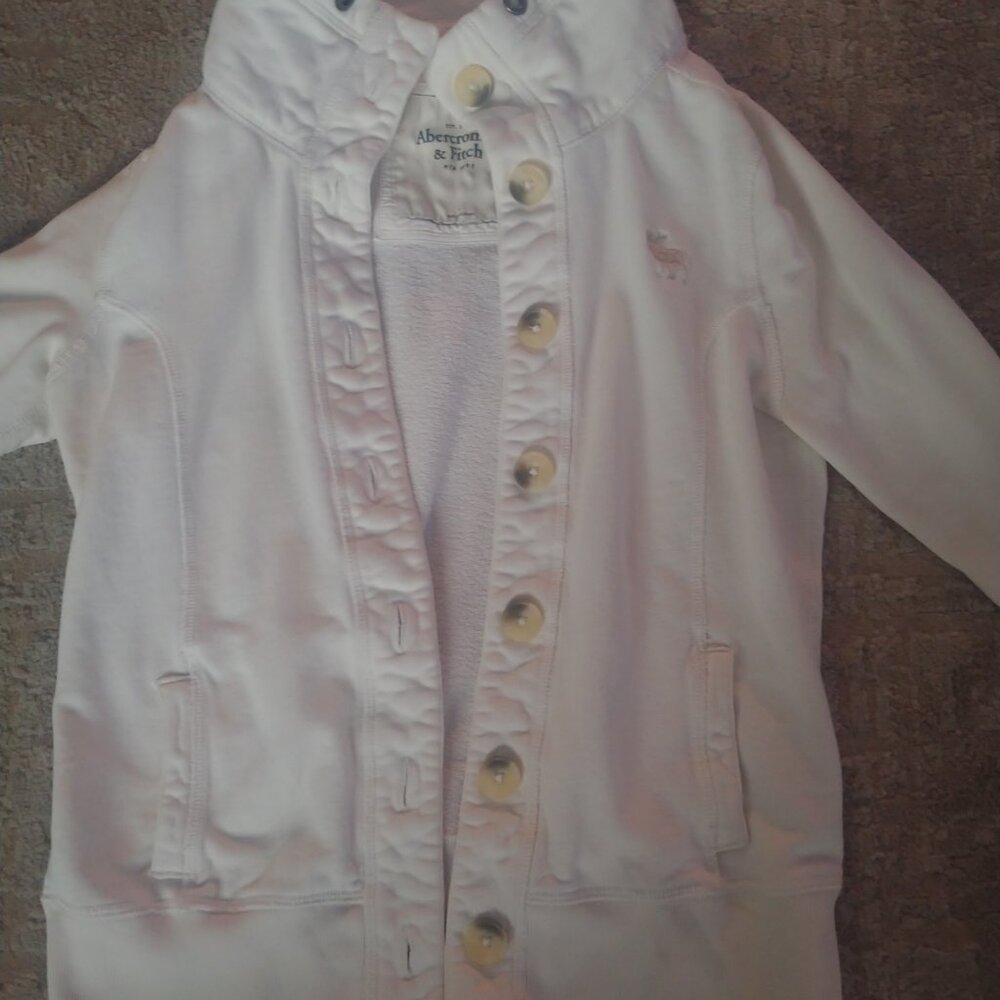 VINTAGE Abercrombie & Fitch white button-up sweatshirt size L